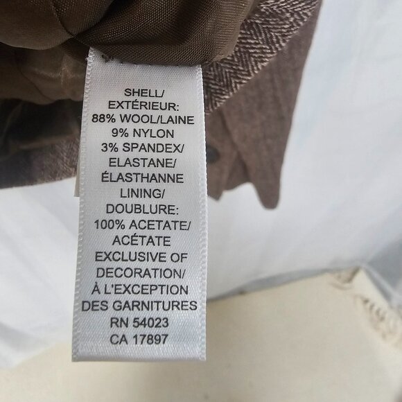 Vintage Prize Brown Blazer Y2K Chevron Twee Wool Blend Office Double Breasted 6 - Picture 5 of 7